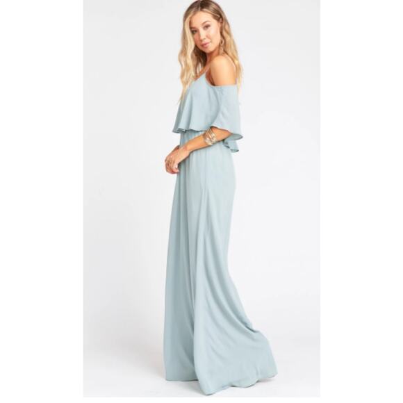 Show Me Your Mumu Silver Sage Caitlin Ruffle Maxi Dress Women's Size Small NWOT - Picture 1 of 11